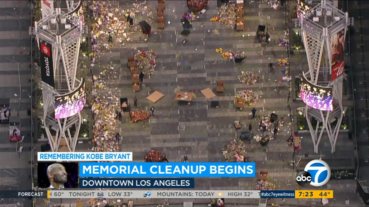 Staples Center removes public's massive Kobe Bryant memorial